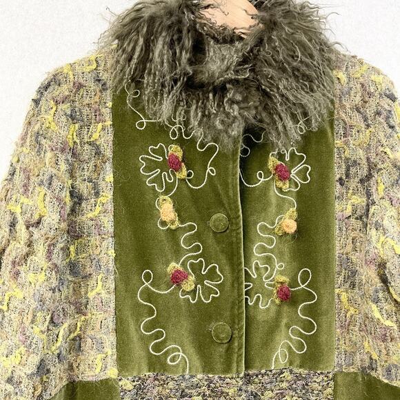 Audrey Elizabeth Velvet Pant Set Womens Medium Patchwork Woodsy Goblincore 70s‎ - Picture 4 of 16